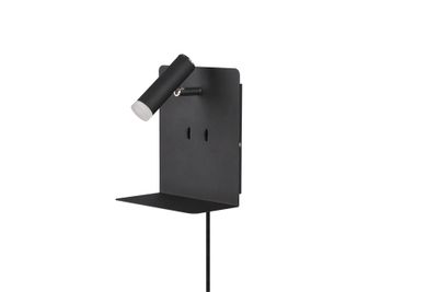 Spot LED mural avec tablette 3W + 1,5W lumière blanc chaud Noir- Element TRIO