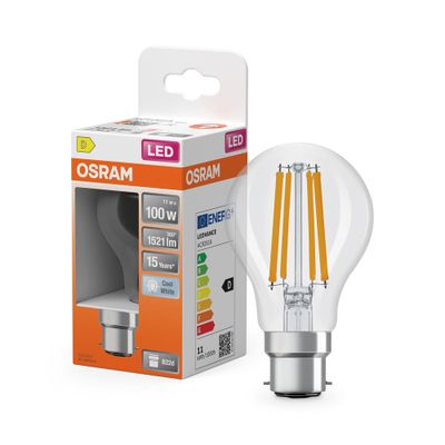 Ampoule LED Standard B22 Filament clair 11W=1521 lumens blanc neutre OSRAM