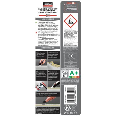 Mastic Spécial Matériaux Aquarium Transparent 280 ml RUBSON