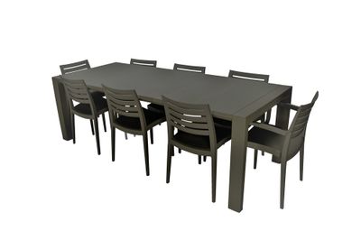 Table de jardin à rallonge AMAZON polypropylène noir 160 x 230 cm - GRANDSOLEIL