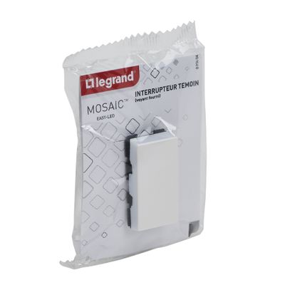Interrupteur va-et-vient encastrable avec voyant/témoin lumineux 1 module Blanc - Mosaic LEGRAND