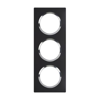 Plaque de finition 3 postes carrée Noir et chrome - Dooxie LEGRAND