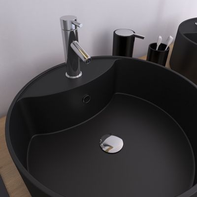 Vasque ronde à poser en céramique noire Fjord 40 x 15 cm AURLANE