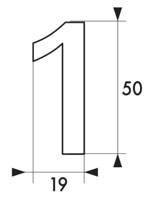 Chiffre 1 adhésif hauteur 50 mm ABS doré THIRARD