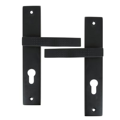 Poignées de porte sur plaque à cylindre Henri L noir LINEA BERTOMANI