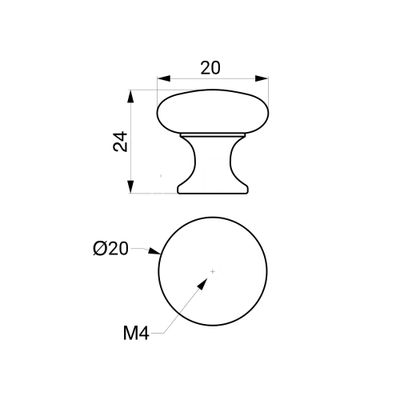 Bouton de meuble rond zamak blanc pore diamètre 20 mm REI