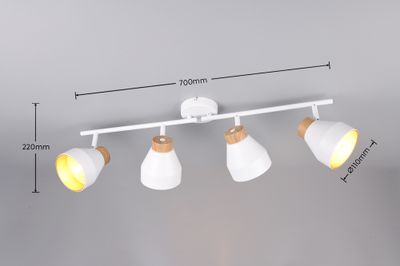 Réglette 4 spots E14 VALENTIN blanc et bois 4 X 10W - CASALUM