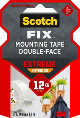 Ruban adhésif double face intérieur Scotch-FIX Extrême 1,8 m x 19 mm 12 kg - 3M