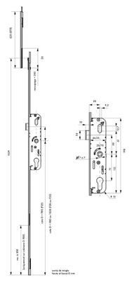 Serrure à encastrer de porte-fenêtre H 1522 mm axe 28 mm Fenster FERCO