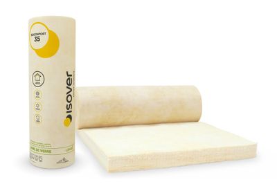 Rouleau de laine de verre nue ISOCONFORT- Épaisseur 140 mm - l.1,2 x L.2,00 m ISOVER
