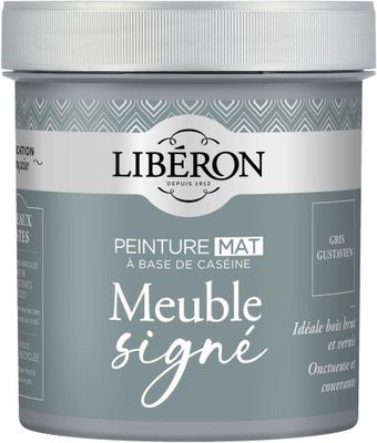Peinture meuble bois à la caséine mat gris gustavien 0,5 L LIBERON