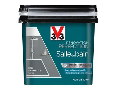 Peinture de rénovation pour salle de bain gris anthracite finition satinée 0,75 L - V33