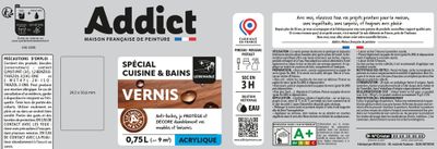 Vernis bois spécial cuisine et bains satin incolore 0,75 L - ADDICT
