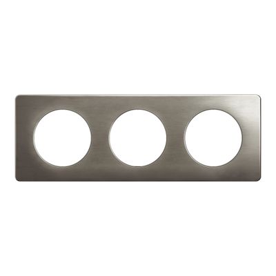 Plaque de finition 3 postes Acier satiné - Céliane LEGRAND