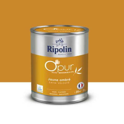 Peinture O'PUR Satin JAUNE AMBRE 2 L - RIPOLIN