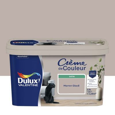 Peinture crème de couleur Marron Glacé Satin 2,5 L - DULUX VALENTINE