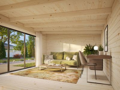 Studio de jardin en bois Lea avec baie coulissante double vitrage - 26,1 m² hors-tout - Livraison à domicile - PALMAKO