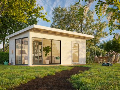 Studio de jardin en bois Andrea avec baies simple vitrage - 25,7 m² hors-tout - Livraison à domicile - PALMAKO