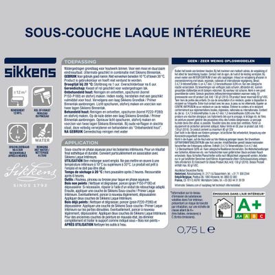 Sous-couche pour laque intérieure 0,75 L - SIKKENS