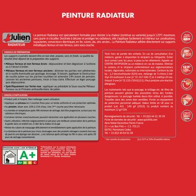 Peinture radiateur blanc satin 2 L - JULIEN