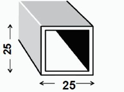 Tube carré aluminium brut 25 x 25 x 1,2 mm 1 m CQFD