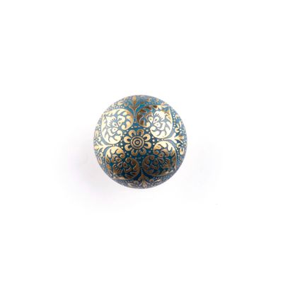 Bouton de meuble fer bleu doré diamètre 37 mm REI