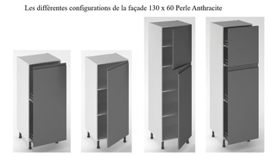 Façade pour demi-colonne de cuisine Perle anthracite 130 x 60 cm OFITRES