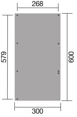 Carport simple -  606 Imprégné avec arc - 311 x 116 cm - toit PVC Livraison gratuite domicile WEKA