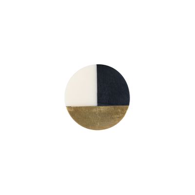 Bouton de meuble rond noir blanc doré diamètre 39 mm REI
