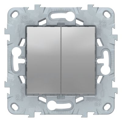 Double Interrupteur va-et-vient aluminium - Unica SCHNEIDER ELECTRIC