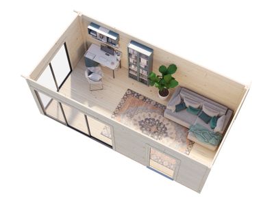 Studio de jardin en bois Andrea avec baies simple vitrage - 25,7 m² hors-tout - Livraison à domicile - PALMAKO