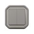 Double interrupteur va-et-vient ou poussoir étanche IP55 encastrable Gris - Plexo LEGRAND
