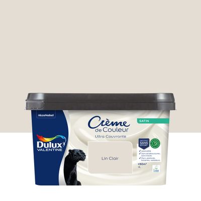 Peinture crème de couleur Lin Clair satin 4L - DULUX VALENTINE