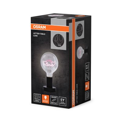 Lampe à poser avec ampoule à message néon E27 Love 1,2W - OSRAM