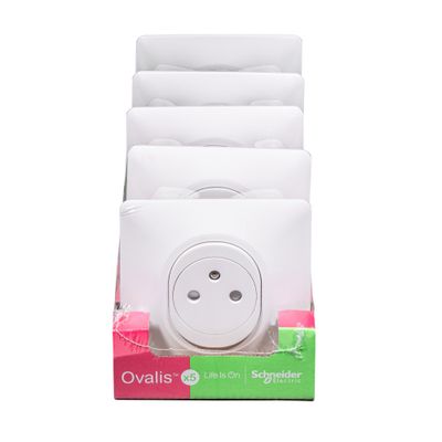 5 prises affleurantes 2P+T complètes blanc - Ovalis SCHNEIDER ELECTRIC