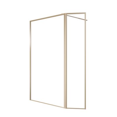 Paroi de douche à l'italienne avec déflecteur 120+40x200 cm profilé or verre transparent 5 mm Golden Edge - AURLANE