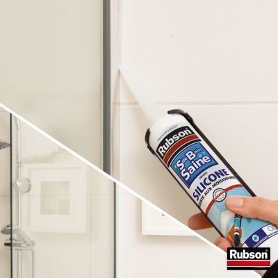 Mastic Joint silicone Salle de bains saine translucide 280 ml RUBSON