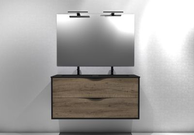 Meuble de salle de bains Frenchart 2 portes L120 x H56 x P47 cm panneau de particules noir et pitaya - CONCILIO