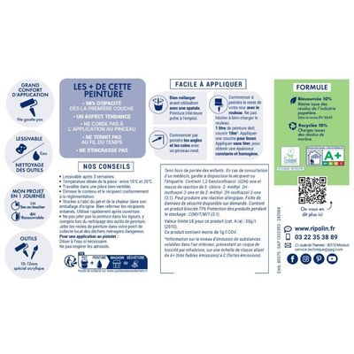 Peinture murs, boiseries et radiateurs vert simsun velours 0,5L RIPOLIN