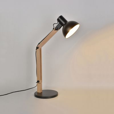 Lampe à poser articulée E27 Brody bois et noir 15W - COREP