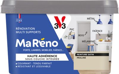 Peinture de rénovation multi- V33supports MaRéno praliné finition satinée 0,5 L  - V33