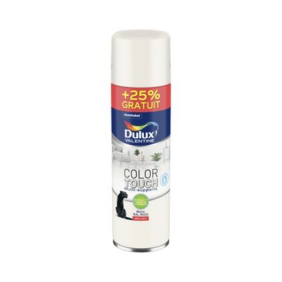 Bombe de peinture Blanc Brillant 400 mL + 25% Gratuit - DULUX VALENTINE