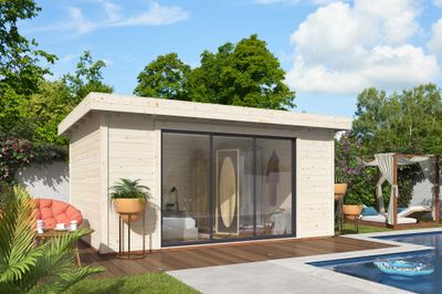 Studio de jardin en bois naturel Lydia -  28 mm - 19,2 m² hors-tout - Livraison à domicile - WHITE WOOD