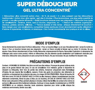Super déboucheur canalisations gel ultra concentré 500 g SPADO