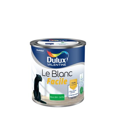 PEINTURE MULTI-SUPPORTS BLANC FACILE BLANC BASE WHITE SATIN 0,5L - DULUX VALENTINE