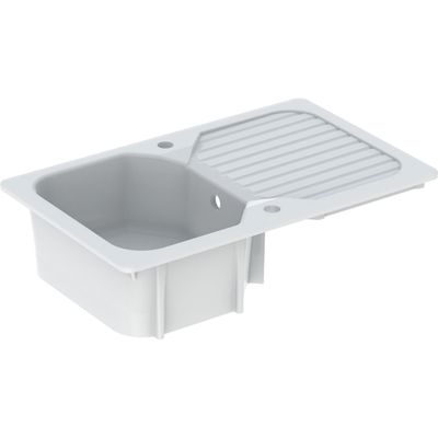 Evier de cuisine grès blanc 80x50 cm 1 bac 1 egouttoir Garrigue - PERLINE