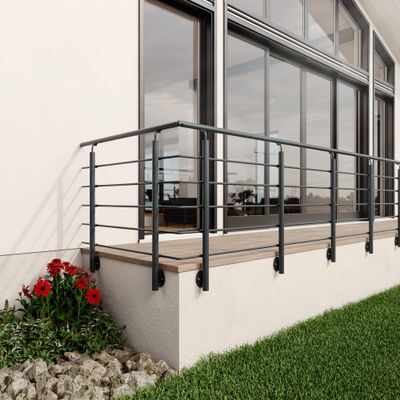 Garde-corps New Rondo - Aluminium thermolaqué RAL 7016 - L 2,50 m - Pose latérale - SOGEM