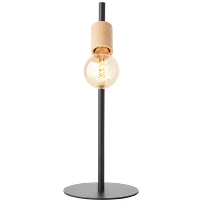 Lampe à poser E27 Tiffany noir et bois 28W - BRILLIANT