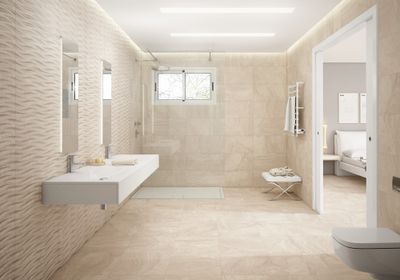 Carrelage de sol et mur intérieur effet pierre amande VARANA 32 x 62,5 cm paquet de 1 m² CERAM INDUSTRIE
