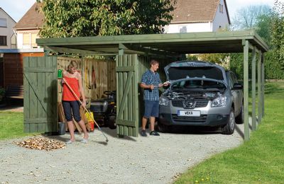 Carport -  607 - 316 x 115 cm - remise intégrée 9,80 m² Livraison gratuite domicile WEKA